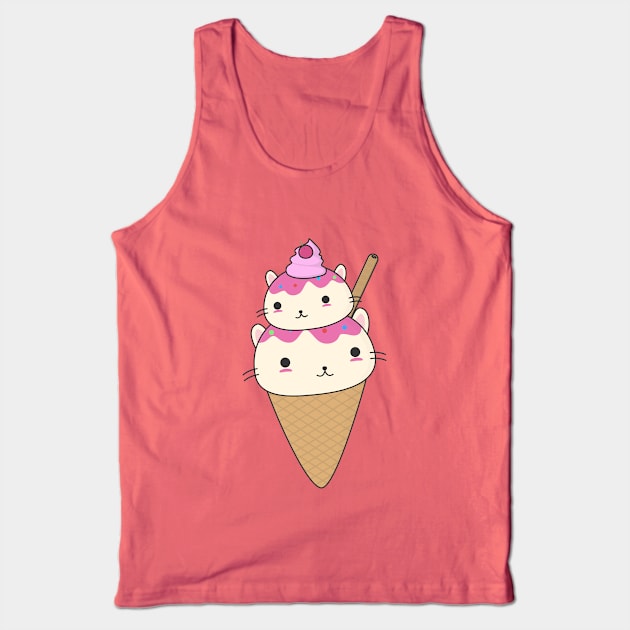 Cute Cat Ice Cream Cone T-Shirt Tank Top by happinessinatee